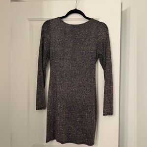 black fabric and caramel brown sequins cocktail dress